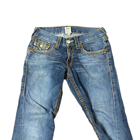 True Religion Y2K Joey Big T Flare Jeans Womens Size 29x33 Measures 32” Inseam - Picture 7 of 16